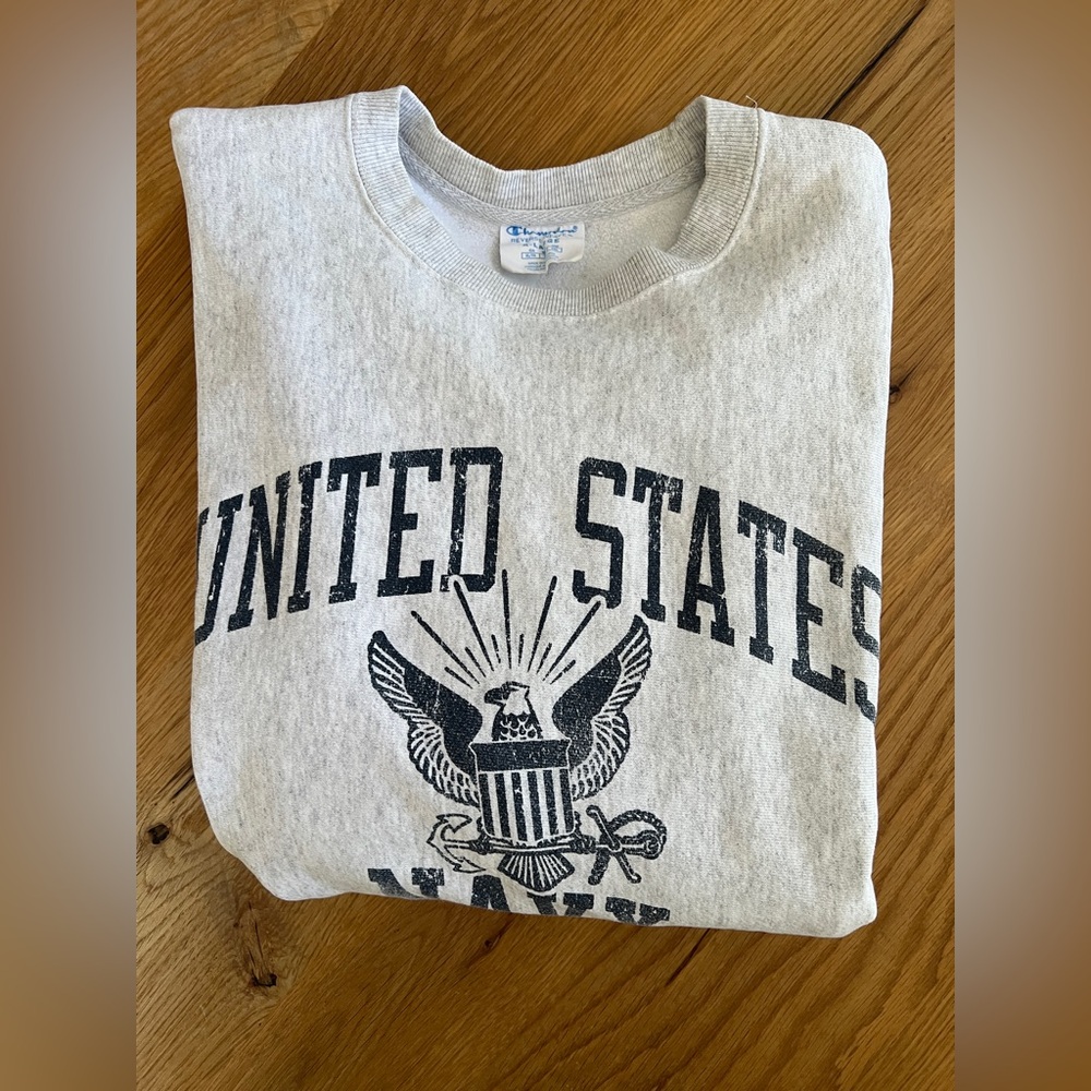 CHAMPION REVERSE WEAVE CREW NECK UNITED STATES NAVY SWEATSHIRT, SIZE XL. - Picture 9 of 9